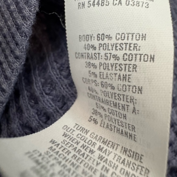 Aerie Top Womens L Blue Lumberjane Oversize Button Up Waffle Thermal Shacket - Picture 6 of 7